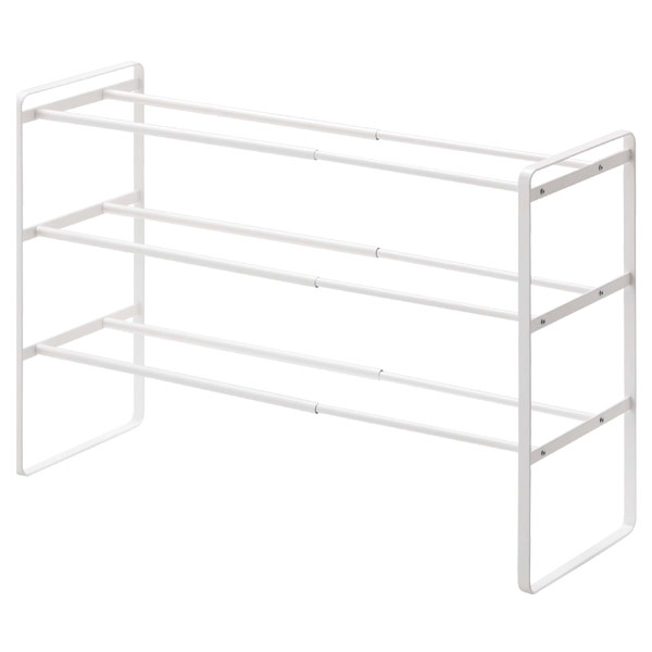 山崎実業 伸縮 シューズラック フレーム 3段 ホワイト frame