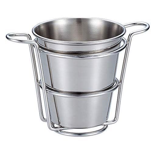 三宝産業 プチバスケット シルバー 9.3φ×H9.5cm スナックホルダー セット 03115050