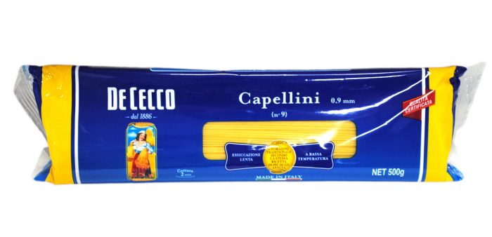 DE CECCO Capellini極細麺なので、冷製パスタやスープパスタとして楽しめます。 生産地:イタリア内容量:500g太さ:0.9mm 標準ゆで時間:2分 ※本商品は、輸入品のため、外装に多少の汚れや傷等がある場合がございます。 本理由による返品・交換はお受けできかねます。予めご了承ください。