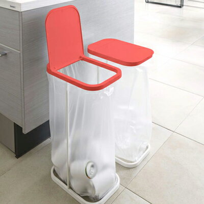 山崎実業 分別ゴミ箱 ダストボックス ゴミ袋ホルダー ルーチェ ホワイト【送料無料】 [3]