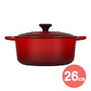 ルクルーゼ 鋳物ホーロー鍋 Le Creuset ル・クルーゼ トラディション ココット・ロンド 2501 チェリーレッド ( 26cm ) 両手鍋 鋳物 ホーロー 鍋 【日本正規販売品】