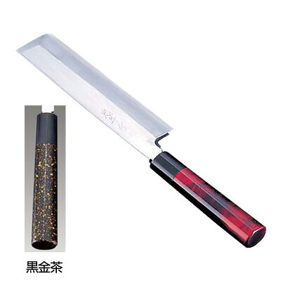 【仕様】サイズ：21cm全長：360mm質量：280g背厚：5.0mm歌舞伎調和庖丁｢忠舟作｣シリーズ 伝統の和の心・・・それは職人のこだわり日本伝統の塗師の巧みな技と美濃独自の美濃鞘塗り仕上で職人の心意気が伝わります。焼付塗装を施された柄は見た目めも美しく、水の浸食を防ぎますので耐久性も向上します。　材質：刃物/白鋼 柄部/水牛桂柄付天然木（表面焼付ウレタン塗装仕上）　※水に浸したまま長時間置きますと塗装が痛む場合がございます。　※長くご使用いただけるようにお手入れは柔らかいスポンジ等で水洗いにして下さい。　※庖丁の表示サイズは、マチ包丁は刃先からマチまで、マチなし包丁は刃渡り寸法となっております。柄違いはこちら黒石目茜