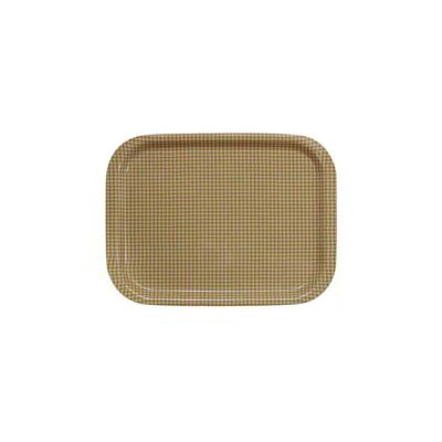 R トレー取手なし 角（ノンスリップ加工） M 360×270×H20mm 【チェックイエロー】