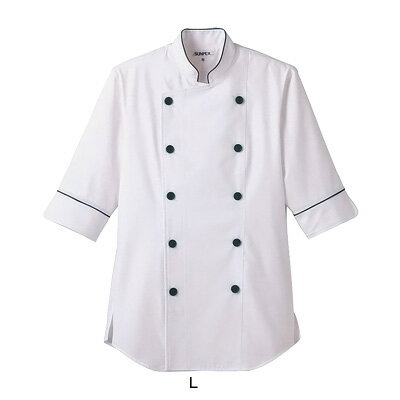 ショップコート ET-1137 L 【ホワイト×グリーン】