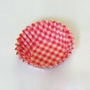 オーブンケース チェック柄 (250枚入) 5号深口 35×20mm 【赤】(3)
