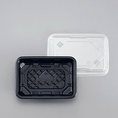 夢彩ごぜん TSR-10 黒／透明（100セット） 175×123×H40mm( キッチンブランチ )