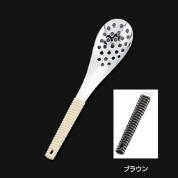 18-8 味道楽 レンゲスプーン 穴明 38×全長173mm【ブラウン】