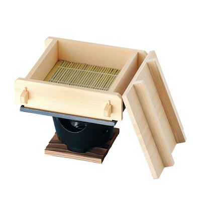 Rakuten - 桧 角蒸ミニセイロセット 大 （湯入れ付） 145×145×H45mm( キッチンブランチ )