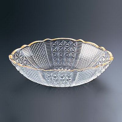 麻の葉 小判向付 天金 KM-A1G 162×112×H43mm( キッチンブランチ )