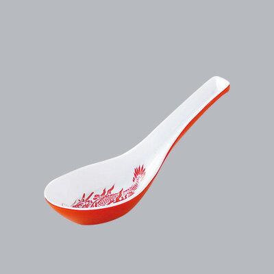 C-76 メラミン レンゲ（小） 外赤・内白 全長140mm( キッチンブランチ )