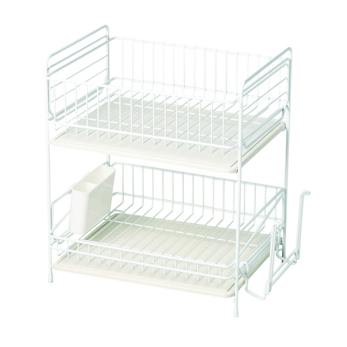 パール金属 スキット 珪藻土トレー 水切りラック 2段 (ホワイト) HB-4987 白