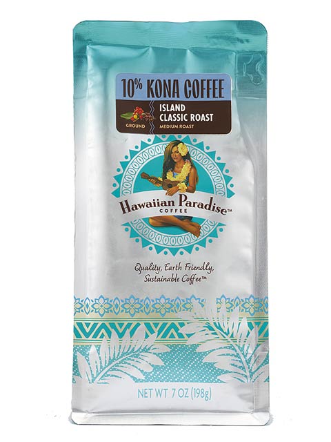 ハワイアンパラダイスコーヒー　10％コナ　アイランドクラシックロースト（ノンフレーバー）　198g　粉