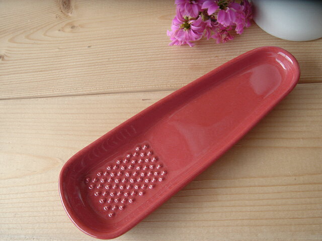 おろし器 レッド ちょっと おろし皿 おしゃれ 陶磁器 日本製 業務用食器