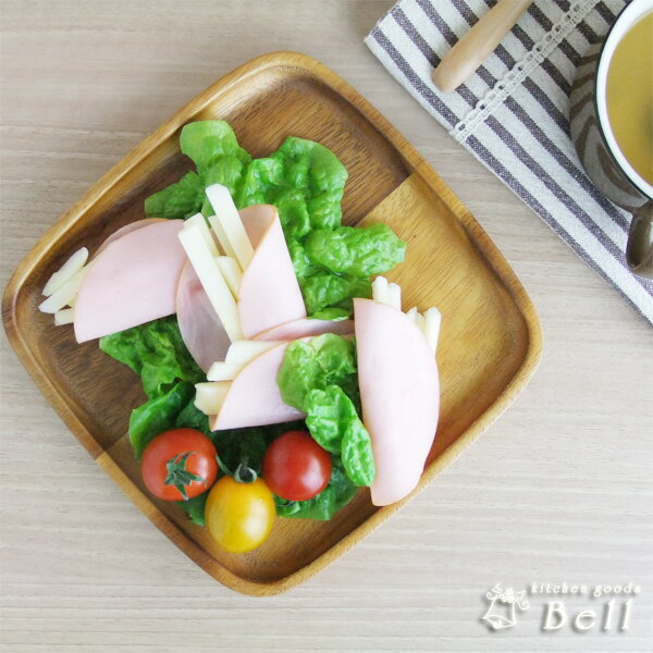 木製 食器 アカシア スクエア プレート 19.8cm 中皿 パン皿 取り皿 カフェ食器 モーニング皿 角皿 四角 おしゃれ お皿 デザートプレート アウトドア食器 業務用食器