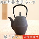 1年保証付き！ 急須 ティーポット カラーポット 南部鉄器 岩鋳 らいす 銀/グレー 0.6L 日本製 おしゃれ 茶こし付き 鉄急須 かわいい 内部ホーロー加工 ギフト プレゼント 割れない