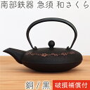 1年保証付き！ 急須 ティーポット カラーポット 南部鉄器 岩鋳 和さくら 銅/黒 0.6L 日本製 おしゃれ 茶こし付き 鉄急須 かわいい 内部ホーロー加工 ギフト プレゼント 割れない