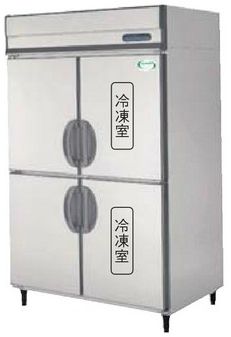 新品・送料無料！ 福島工業　業務用インバーター制御冷凍冷蔵庫　 4枚扉2冷凍2冷蔵・内装ステンレス鋼板 GRD-122PDX お急ぎの方はご注文前に納期の確認をお願い致します。 製品仕様一覧表 ■型　式 GRD-122PDX ■外形寸法（mm） W1200×D800×H1950 ■製品質量 155Kg ■消費電力(50/60Hz) 冷却時　325/340W霜取時　480W ■主電源 三相200V ■有効内容積 冷凍室　504L冷蔵室　504L ■庫内温度 冷凍室　-20℃以下冷蔵室　-5℃〜10℃ 厨房商品全て承ります。 お気軽にお問い合わせください。 メールはこちら