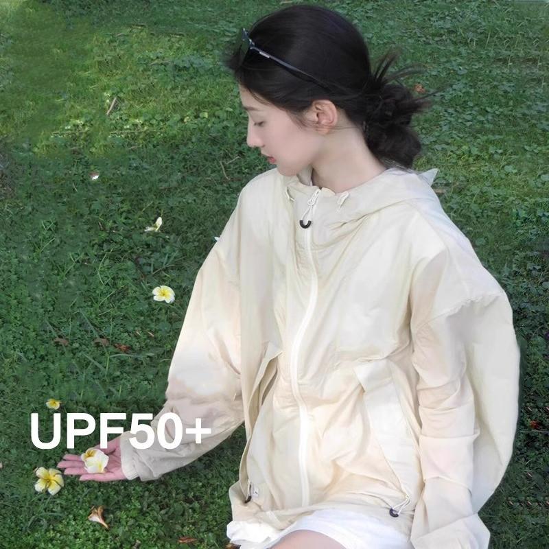 2025uvカット パーカー uvパーカー レディース メンズ 男女兼用 薄手 アノラックパーカー ハーフジップ トップス 紫外線対策 ラッシュガードUVカットパーカー シースルーフード付き ラッシュガード水着アウター 夏の日焼け止め 長袖バルーン袖 オーバーサイズ