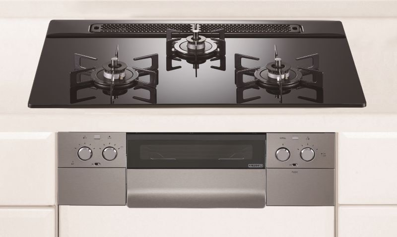ガスコンロ ハーマン製（HARMAN）DW36U6WAP1STE　piatto （ピアット） 3口コンロ　ガラストップタイプ　クレールブラック