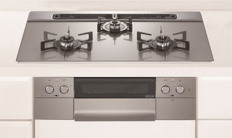 ガスコンロ ハーマン製（HARMAN）DW36U6WAP2STE　piatto （ピアット） 3口コンロ　ガラストップタイプ　クレールシルバー