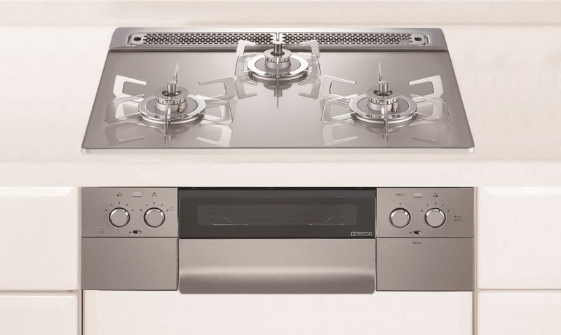 ガスコンロ ハーマン製（HARMAN）DW36U5WAP2STES　piatto （ピアット） 3口コンロ　ガラストップタイプ　クレールシルバー