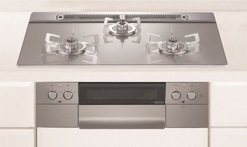 ガスコンロ ハーマン製（HARMAN）DW36U6WAP2STES　piatto （ピアット） 3口コンロ　ガラストップタイプ　クレールシルバー