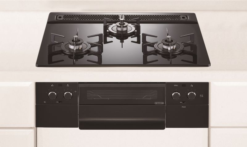 Rakuten - ガスコンロ ハーマン製（HARMAN）DW36U5WAP1BAE　piatto （ピアット） 3口コンロ　ガラストップタイプ　クレールブラック