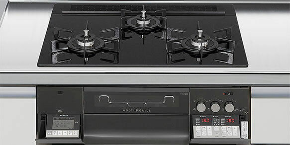 ガスコンロ　ハーマン製（LIXIL）　H3635L1W1K　ブラック　間口60cm　3口コンロ　...