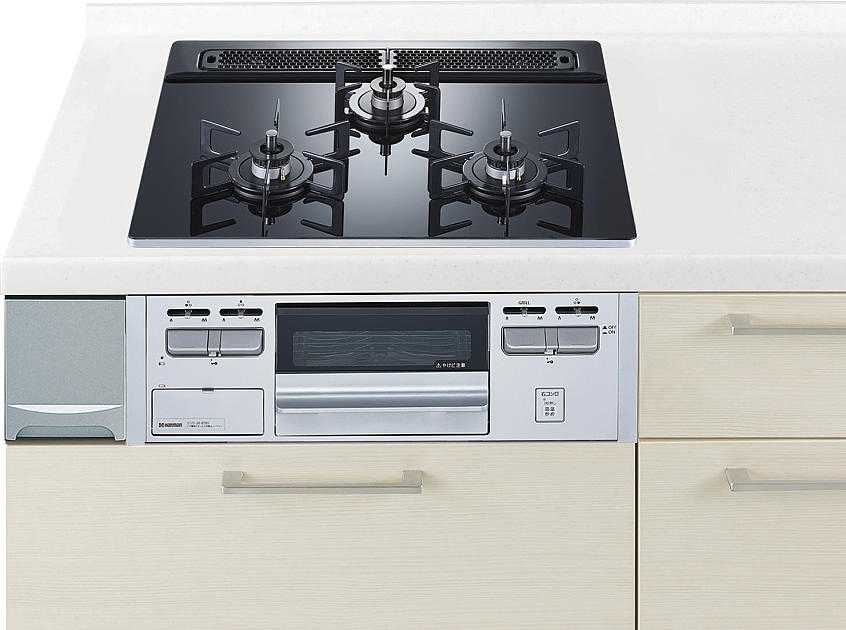 ガスコンロ　ハーマン製（Panasonic）JUGSG32V3V　間口60cm　3口コンロ　ガラスト...