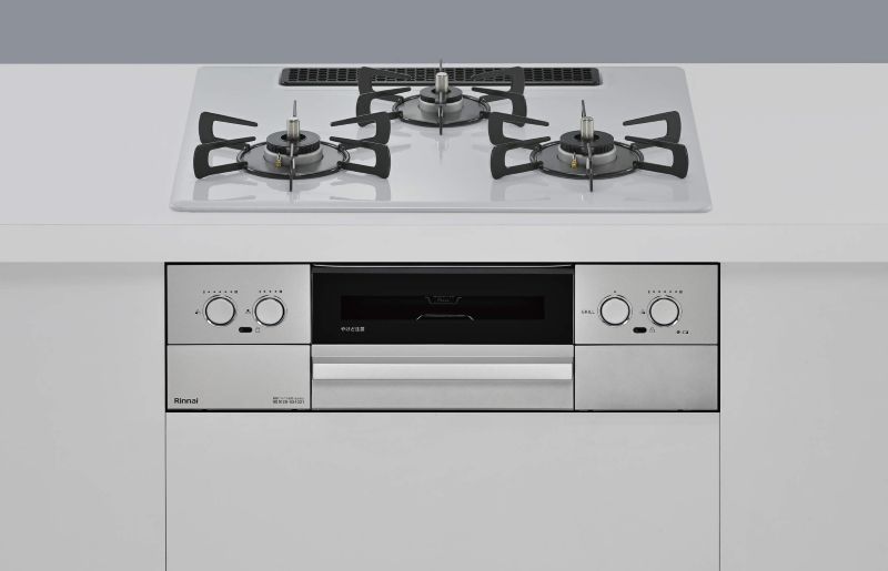 ガスコンロ リンナイ製（Rinnai）RS32W44C51DFVW　MYTONE　プレミアムガラスコート　間口60cm　スムースシルバー　オーブン接続非対応　フッ素焼き網セット同梱タイプ
