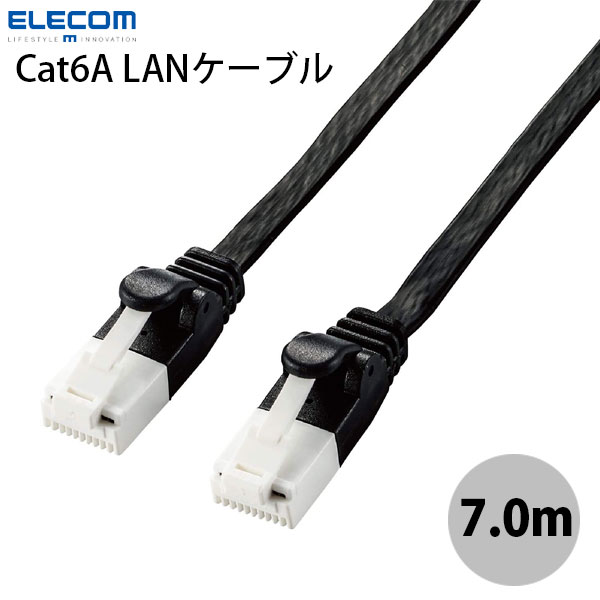 樂天商城 - エレコム ツメ折れ防止 CAT6A フラット LANケーブル 7.0m ブラック # LD-GFAT/BK70 エレコム (ランケーブル)