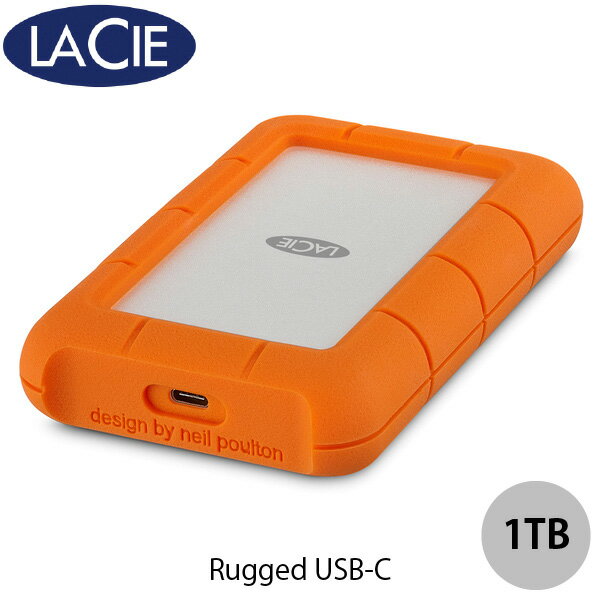 Lacie 1TB Rugged USB-C USB 3.1対応 耐衝撃 外付けHDD (ポータブル) HKVD2ZM/A 2EUAP8 ラシー (外付けHDD)