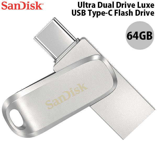 [ネコポス送料無料] SanDisk 64GB Ultra Dual Drive Luxe USB Type-C (USB 3.1 Gen 1 / USB 3.0) Flash Drive 海外パッケージ # SDDDC4-064G-G46 サンディスク (フラッシュメモリー)