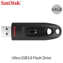 [ネコポス発送] SanDisk 64GB Ultra USB3.0 Flash Drive 海外パッケージ ブラック # SDCZ48-064G サンディスク (USB3.0フラッシュメモリー)