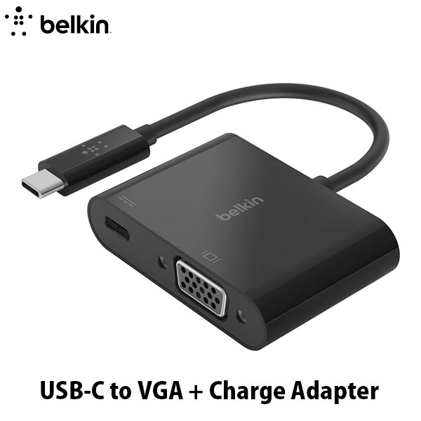 VGA 変換アダプター USB-C ハブ モニター接続 急速充電 BELKIN USB-C to VGA + USB-C 60W PD対応 変換アダプタ # AVC001btBK ベルキン (USB Type-C アダプタ)