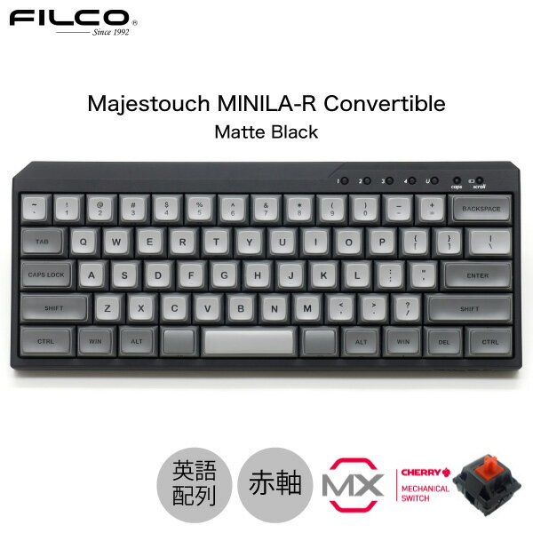 FILCO Majestouch MINILA-R Convertible 英語配列 有線 / Bluetooth 5.1 ワイヤレス 両対応 CHERRY MX 赤軸 63キー マットブラック # FFBTR63MRL/EMB フィルコ (Bluetoothキーボード)