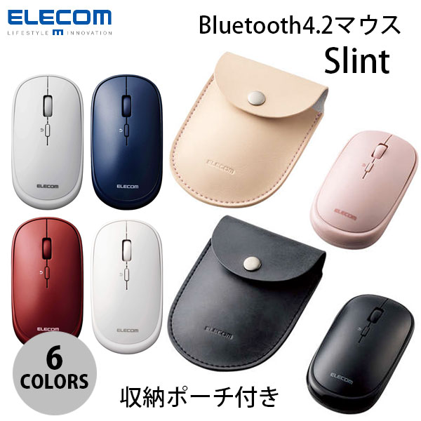 ELECOM エレコム iPad 対応 BlueLED 薄型マウスBluetooth対応 4ボタン ポーチ付 Slint (マウス)