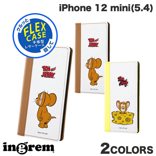 【マラソンクーポン有】 [ネコポス発送] ingrem iPhone 12 mini トムとジェリー 手帳型 FLEX CASE バイカラー イングレム (iPhone12mini スマホケース) [PSR]
