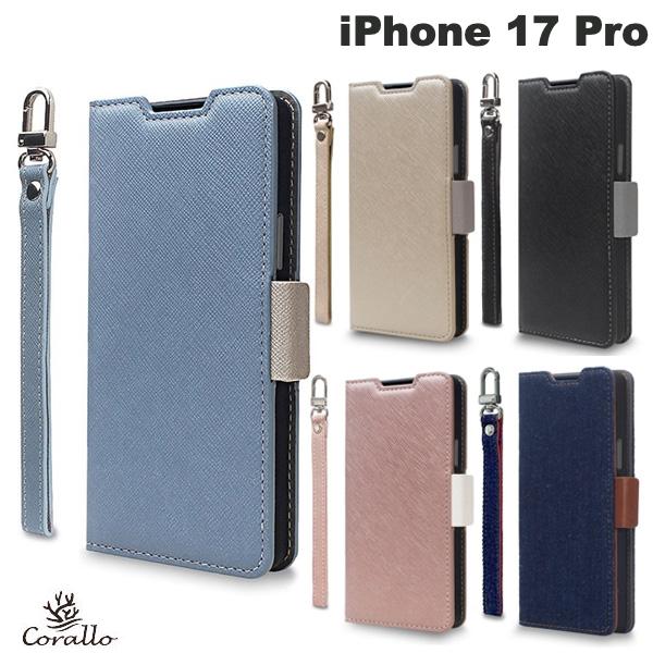 乐天商城 - iPhone17Pro 手帳型 ケース レザー デニム ストラップ付き Corallo iPhone 17 Pro Corallo NU 手帳型ケース コラーロ (スマホケース・カバー) 2025