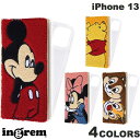 [ネコポス送料無料] ingrem iPhone 13 ディズニーキャラクター 手帳型 FLEX CASE サガラ刺繍 イングレム (スマホケース・カバー)