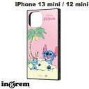 ingrem iPhone 13 mini / 12 mini ディズニーキャラクター 耐衝撃ハイブリッドケース KAKU リロ&スティッチ/砂遊び # IQ-DP30K3TB/ST002 イングレム (スマホケース・カバー) スティッチ