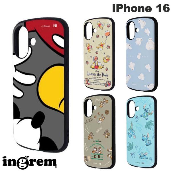 iPhone 16 케이스 디즈니 귀여운 미키 푸씨 베이맥스 칩과 데일 스티치 ingrem iPhone 16 디즈니 울트라! 보호 케이스 MiA 충격 흡수 범퍼 하이브리드 케이스 잉글렘 (스마트폰 케이스 커버)