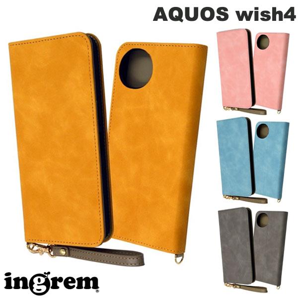 樂天商城 - AQUOS wish4 ケース 手帳型 カード収納 スタンド おしゃれ ハンドストラップ付き ingrem AQUOS wish4 耐衝撃 手帳型レザーケース Raffine イングレム (アンドロイドスマホケース・カバー)