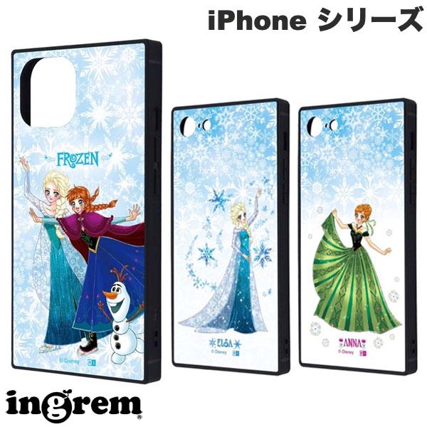 iPhone15 ケース ingrem iPhone 15 / 14 / 13 / SE3 / SE2 / 8 / 7 ディズニー KAKU 衝撃吸収 バンパー スクエア トリプルハイブリッドケース アナと雪の女王 中川翔子art イングレム (スマホケース・カバー)