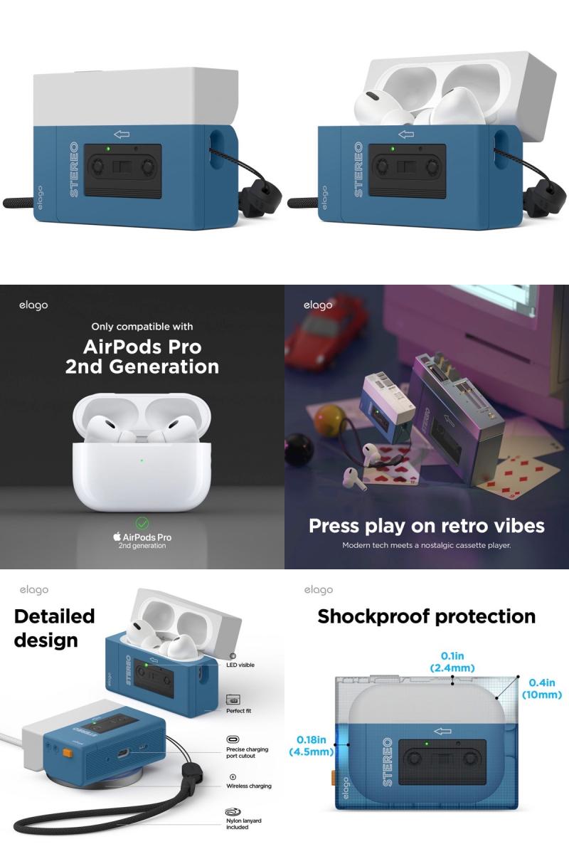AirPods4 ケース カセットプレーヤーデザイン elago AirPods 4 / AirPods Pro 2 CA...