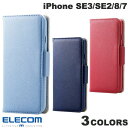  エレコム iPhone SE 第3世代 / SE 第2世代 / 8 / 7 レザーケース Enchante'e 磁石付き ブルー (スマホケース・カバー)