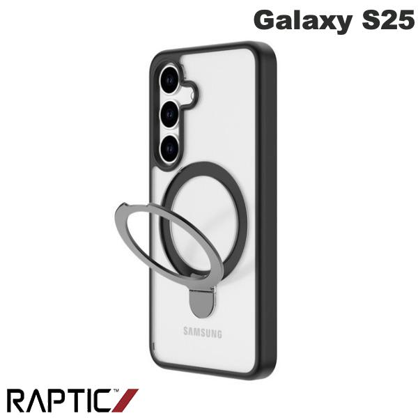 RAPTIC Galaxy S25 Air Stand M MagSafe対応スタンド付き耐衝撃ケース black/clear # RT_G5SCSPTAI_BC ラプティック (アンドロイドスマホケース・カバー) ギャラクシー