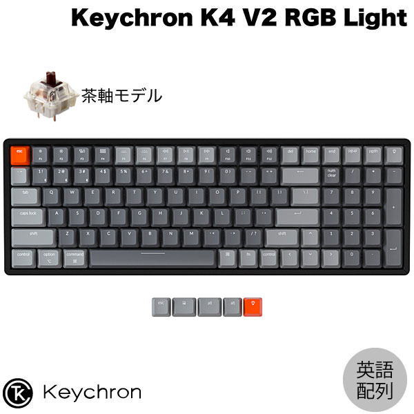 Keychron K4 V2 Macpz L / Bluetooth 5.1 CX Ή Gateron G Pro eL[t  100L[ RGBCg JjJL[{[h # K4-C3-US L[N (BluetoothL[{[h) yKizMacΉ