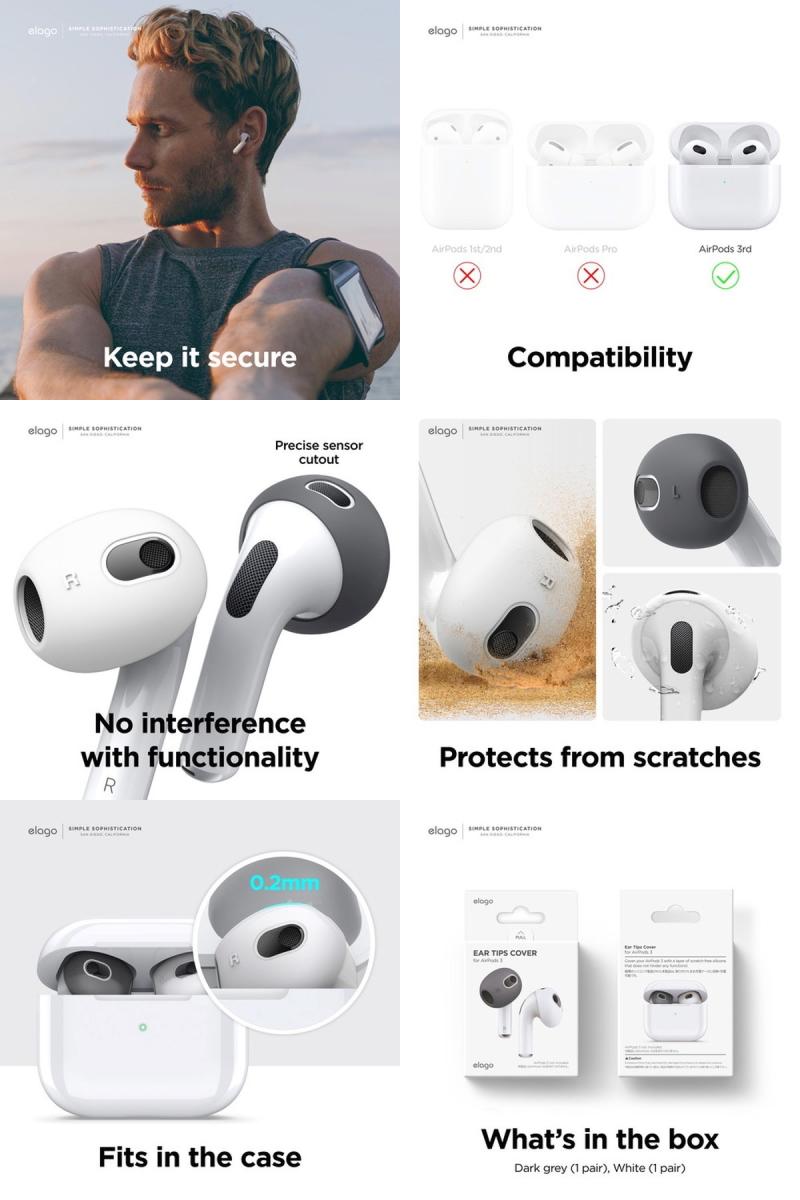 AirPods3 ����ۥ󥫥С� ���ꥳ�󥫥С� ����ۥ󥭥�å� elago AirPods ��3���� EAR TIPS COVER ���饴 (���䡼���å�) ���� ���夷���ޤ޽��Ų�ǽ
