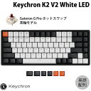 Keychron K2 V2 Mac英語配列 有線 / Bluetooth 5.1 ワイヤレス 両対応 テンキーレス ホットスワップ Gateron G Pro 茶軸 84キー WHITE LEDライト メカニカルキーボード K2-A3H-US キークロン (Bluetoothキーボード)